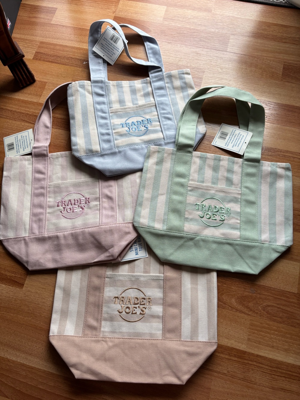 Trader Joe's Pastel Stripe Canvas Totes
